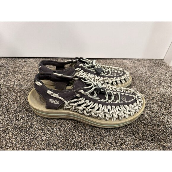 USED KEEN Women's Size 10 Uneek Classic Two Cord Sandal Grey White Size 6.5 - Picture 1 of 4